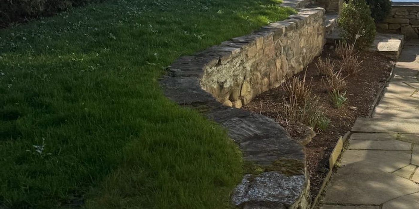 Natural stone steps set into a waterfront landscape